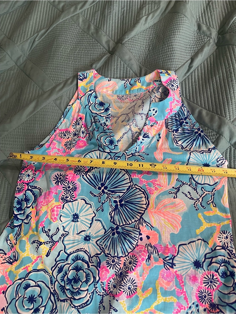 Lilly Pulitzer Ross Sleeveless Floral Shift Dress in Aqua, Pink & Navy - Picture 8 of 8